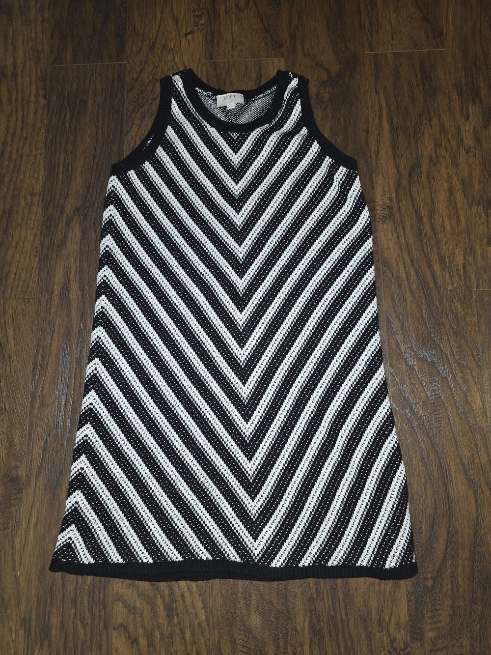 LOFT Black & White Chevron Knit Mini Dress